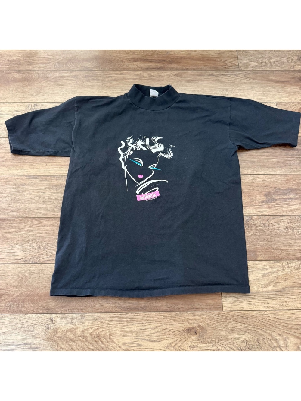Vtg 90s Matrix Vavoom Hair Care Promo T Shirt Mock Neck XL